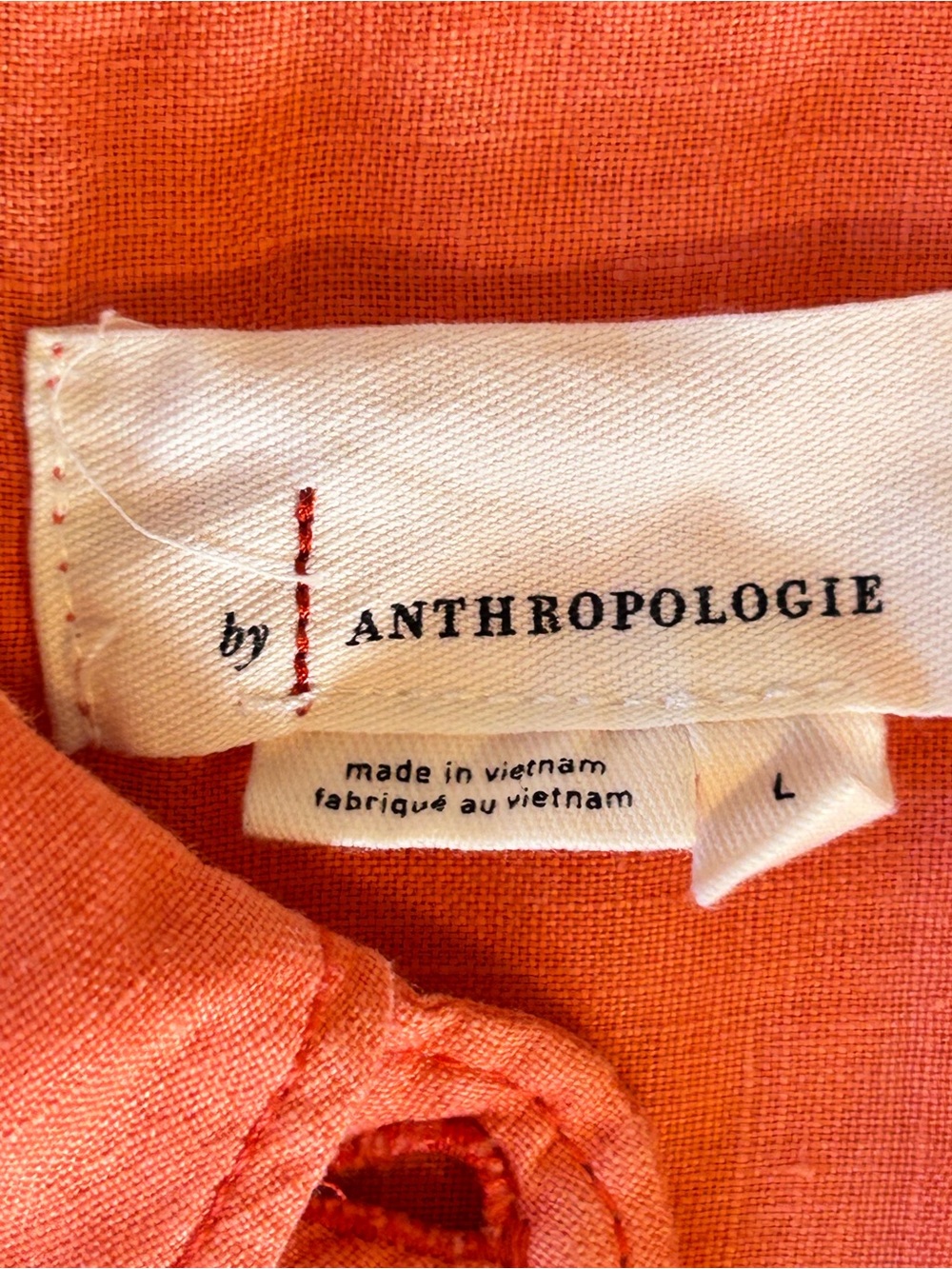 Anthropologie Button-down Linen Tunic Shirt Dress size L Coral Relaxed NWOT - Picture 10 of 13